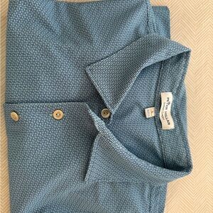 Peter Millar Teal Geometric Polo